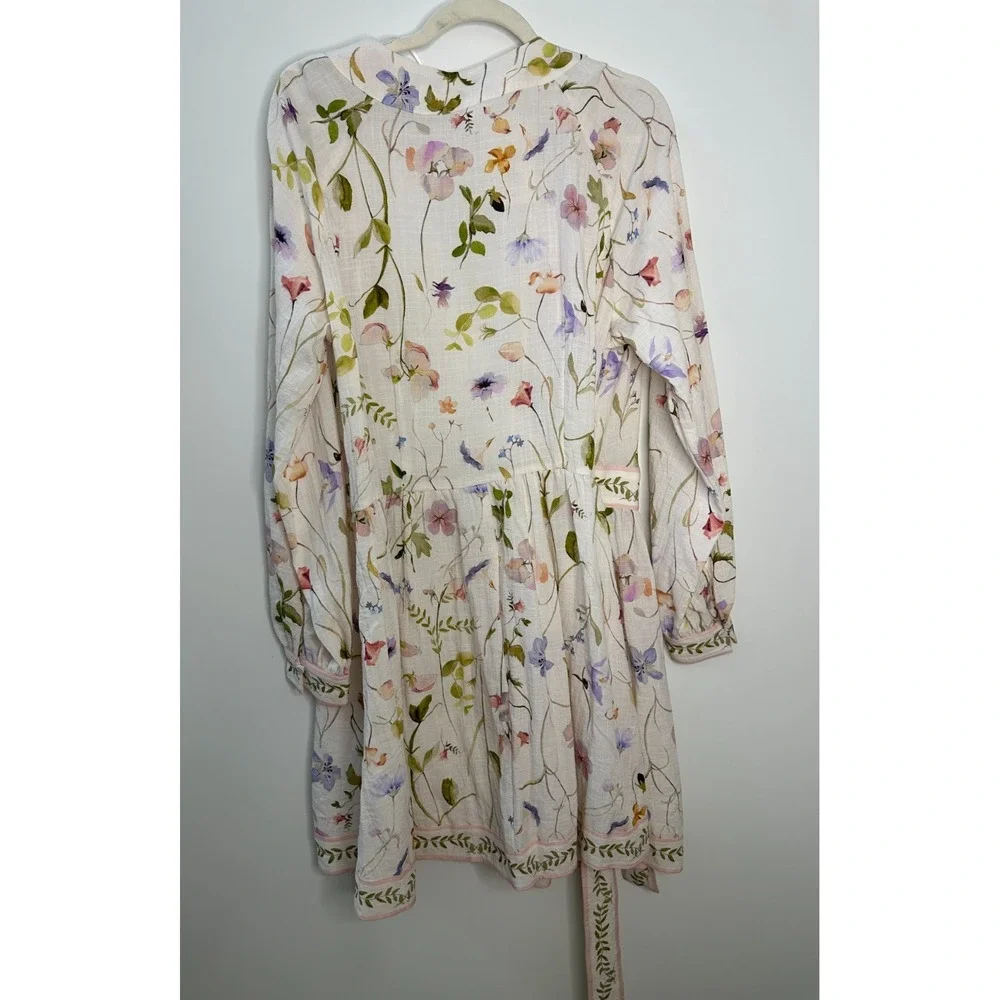 NWT H&M Floral Wrap Dress Large Fairy Botanical LS Feminine Brunch Wedding Chic - Picture 12 of 16
